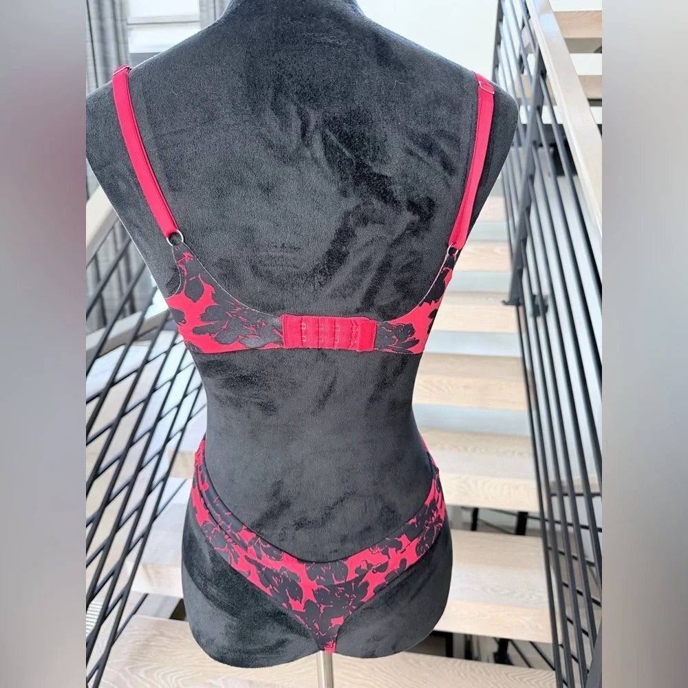 Floral Red & Black Lingerie matching set size S